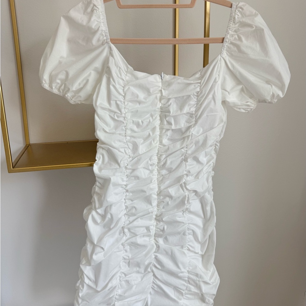 superdown White Ruched Mini Dress